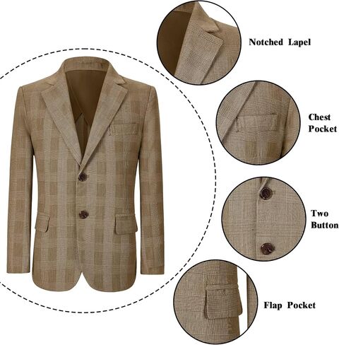 Boys Formal Blazer Jacket Two Button Slim Fit Casual Sport Coat for Kids Tuxedo for Wedding Banquet Prom Size 2-20 in Saudi Arabia