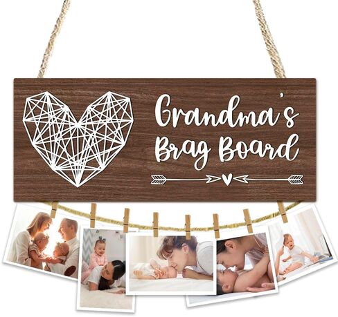 Mom Gifts Wooden Photo Hanging Frame - at Least You Don't Have Ugly Ugly Children - Photo Holder Board Decoration with 8 Clips for Home Wall - Mother's Day,Birthday Picture Frame Gift - A03 in Saudi Arabia