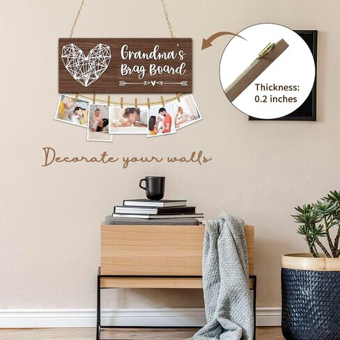 Mom Gifts Wooden Photo Hanging Frame - at Least You Don't Have Ugly Ugly Children - Photo Holder Board Decoration with 8 Clips for Home Wall - Mother's Day,Birthday Picture Frame Gift - A03 in Saudi Arabia