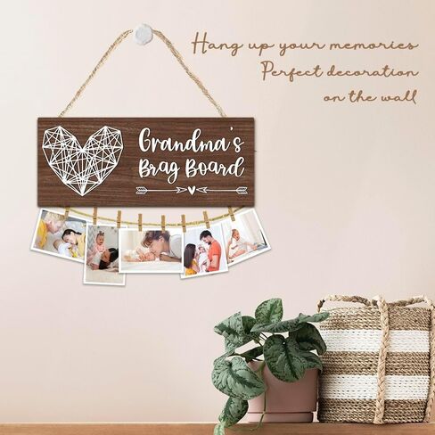 Mom Gifts Wooden Photo Hanging Frame - at Least You Don't Have Ugly Ugly Children - Photo Holder Board Decoration with 8 Clips for Home Wall - Mother's Day,Birthday Picture Frame Gift - A03 in Saudi Arabia