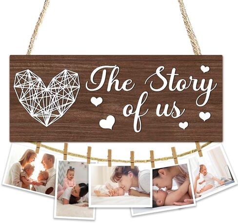 Mom Gifts Wooden Photo Hanging Frame - at Least You Don't Have Ugly Ugly Children - Photo Holder Board Decoration with 8 Clips for Home Wall - Mother's Day,Birthday Picture Frame Gift - A03 in Saudi Arabia