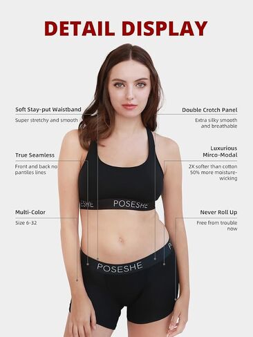 ملخصات الملاكمة للسيدات في Poseshe ، inseam ، بويشورت micromodal فائقة النعومة من الملابس الداخلية S-5XL in Saudi Arabia