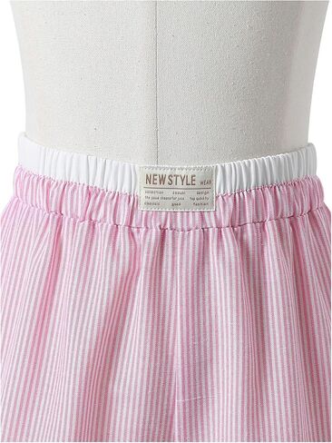 SweatyRocks Girl's Striped Button Down Vest Top and Wide Leg Pants 2 Piece Outfits in Saudi Arabia
