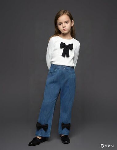 Kid Toddler Girls Clothes Fall Outfits Cute Sweet Bowknot Long Sleeve Bowknot Shirt + Denim Jeans Pants Set in Saudi Arabia