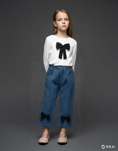 Kid Toddler Girls Clothes Fall Outfits Cute Sweet Bowknot Long Sleeve Bowknot Shirt + Denim Jeans Pants Set in Saudi Arabia