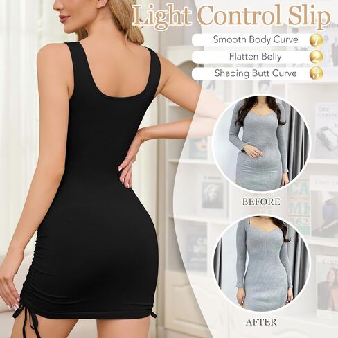 MISS MOLY Shapewear Dress Slip for Women Seamless Full Slip Tummy Control Body Shaper Scoop Neck Tank Dress Smoother in Saudi Arabia
