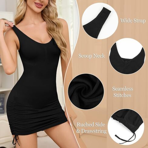MISS MOLY Shapewear Dress Slip for Women Seamless Full Slip Tummy Control Body Shaper Scoop Neck Tank Dress Smoother in Saudi Arabia
