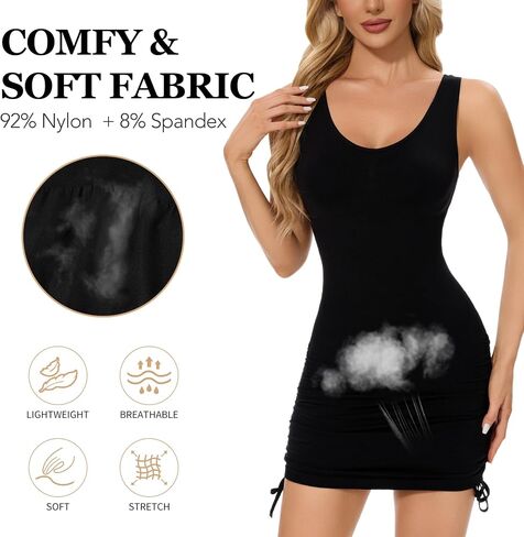 MISS MOLY Shapewear Dress Slip for Women Seamless Full Slip Tummy Control Body Shaper Scoop Neck Tank Dress Smoother in Saudi Arabia