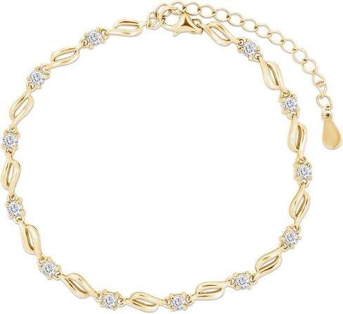 Savearth Diamonds 1 قيراط مقاطع مختبر خلق Moissanite Diamond 18 سم + 5 سم سوار سلسلة قابلة للتمديد للنساء في 14K الذهب مطلي 925 الفضة الجنيه الاسترليني (وضوح VVS1 ، 1.00 CTTW) in Kuwait
