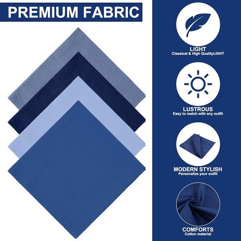 Pure Cotton Handkerchiefs for Men, 4 Pack 15.8x 15.8 Inch Pocket Squares Hankies Handkerchief Soft Handkerchiefs in Saudi Arabia