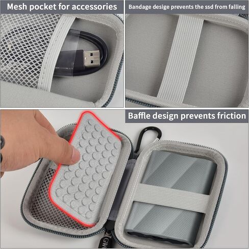 حافظة متوافقة مع Samsung T9/ T7/ T7 Shield Portable SSD 1TB 2TB 4TB محرك الأقراص الصلبة الخارجي، منظم حامل حمل السفر لمحركات الأقراص الصلبة وكابل USB (صندوق فقط) - أرجواني in Kuwait