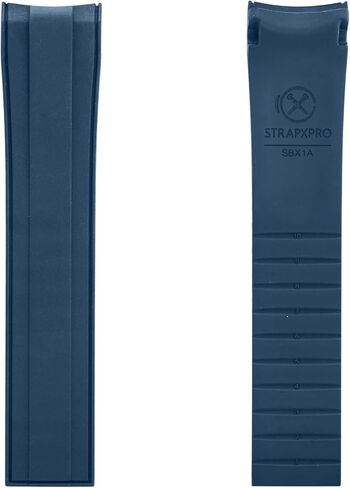StrapXPro(SBX1A) Watch Band 20mm Rubber Curved End Dive Watch Strap Replacement for Seiko Prospex MM200/ MM200GMT Automatic Diver's watches SPB187, SPB299, SPB381, etc. (Navy Blue with Silver Clasp) in Saudi Arabia