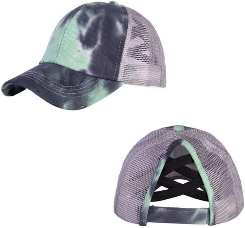 Girl's Criss Cross Trucker Hat Messy Bun High Ponytail Baseball Cap for Kids Ponycap in Saudi Arabia