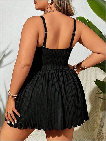 Oyoangle Women's Plus Size 2 قطعة من Tankini Swimsuit فستان سباحة لكشكش مزخرف مع قيعان ملابس السباحة in Kuwait