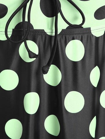 Rose Gal Womens Plus Size Curve Cinched Polka Dot Crisscross Swimsuit Set in Kuwait