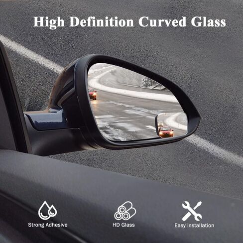 2PCS Blind Spot Mirror for Car, Small Blind Spot Mirrors, Rectangle HD Glass Frameless Convex Rear View Mirror, Automotive Accessories 360° Wide Angle Side View Mirror Fit Car (Rectangle, 2PCS) in Saudi Arabia