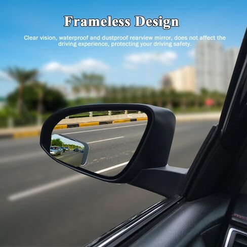 2PCS Blind Spot Mirror for Car, Small Blind Spot Mirrors, Rectangle HD Glass Frameless Convex Rear View Mirror, Automotive Accessories 360° Wide Angle Side View Mirror Fit Car (Rectangle, 2PCS) in Saudi Arabia