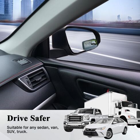 2PCS Blind Spot Mirror for Car, Small Blind Spot Mirrors, Rectangle HD Glass Frameless Convex Rear View Mirror, Automotive Accessories 360° Wide Angle Side View Mirror Fit Car (Rectangle, 2PCS) in Saudi Arabia