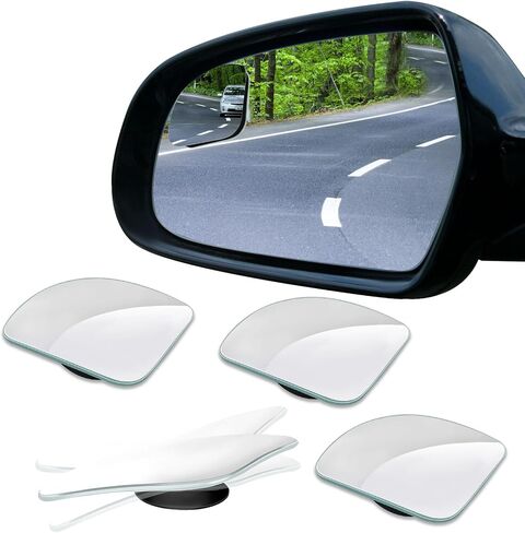 2PCS Blind Spot Mirror for Car, Small Blind Spot Mirrors, Rectangle HD Glass Frameless Convex Rear View Mirror, Automotive Accessories 360° Wide Angle Side View Mirror Fit Car (Rectangle, 2PCS) in Saudi Arabia