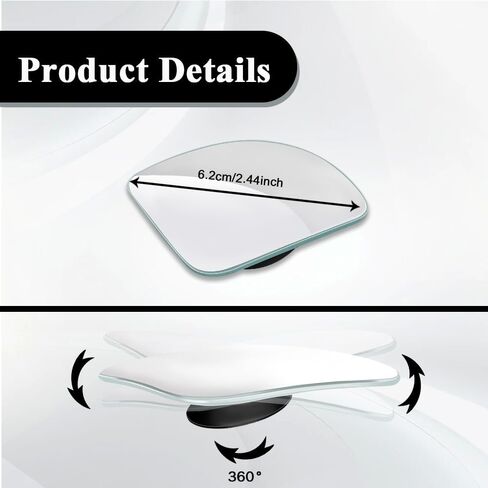 2PCS Blind Spot Mirror for Car, Small Blind Spot Mirrors, Rectangle HD Glass Frameless Convex Rear View Mirror, Automotive Accessories 360° Wide Angle Side View Mirror Fit Car (Rectangle, 2PCS) in Saudi Arabia