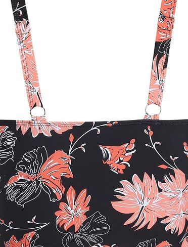 ZAFUL Swim Dress for Women Square Neck Tummy Control Ruched Swimsuit with Skirt Two Piece Bathing Suit with Brief in Kuwait