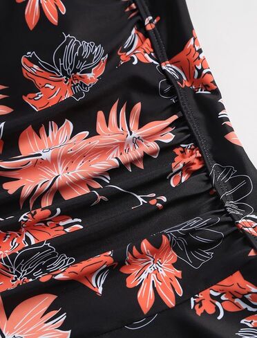 ZAFUL Swim Dress for Women Square Neck Tummy Control Ruched Swimsuit with Skirt Two Piece Bathing Suit with Brief in Kuwait