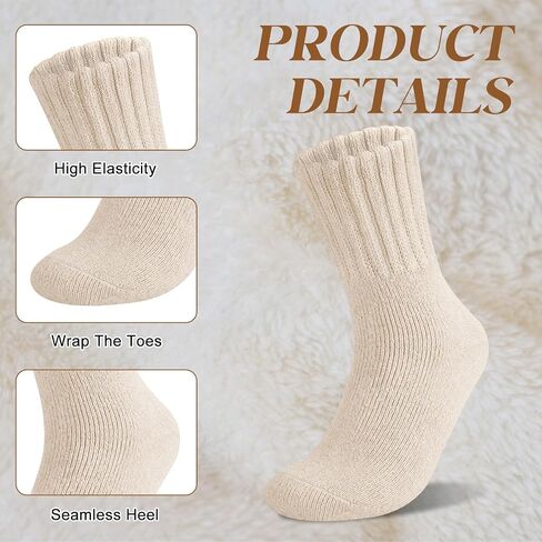 Senker Fashion 5 Pairs Wool Socks for Women, Thick Winter Boot Socks Knit Warm Socks Cozy Crew Socks Christmas Gift in Saudi Arabia