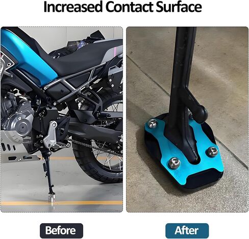 For CFMOTO 450MT MT450 IBEX 450 MT 2023-2025 Kickstand Base Plate Motorcycle Stand Pad and Keychain Set (Black) in Saudi Arabia