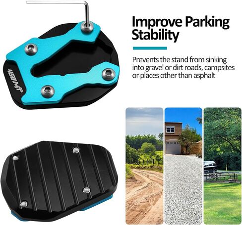 For CFMOTO 450MT MT450 IBEX 450 MT 2023-2025 Kickstand Base Plate Motorcycle Stand Pad and Keychain Set (Black) in Saudi Arabia