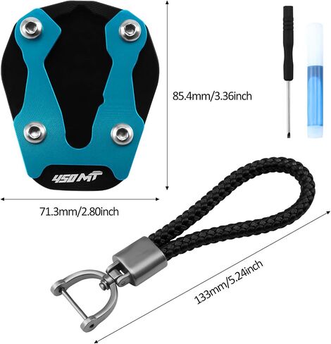 For CFMOTO 450MT MT450 IBEX 450 MT 2023-2025 Kickstand Base Plate Motorcycle Stand Pad and Keychain Set (Black) in Saudi Arabia
