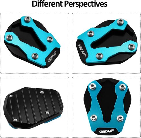 For CFMOTO 450MT MT450 IBEX 450 MT 2023-2025 Kickstand Base Plate Motorcycle Stand Pad and Keychain Set (Black) in Saudi Arabia