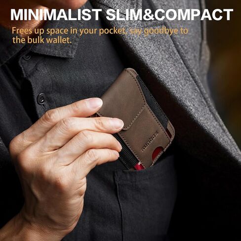 RUNBOX Wallet for Men 6-8 Cards With ID Window RFID Blocking Wallet Credit Card Holder Minimalist Front Pocket Gifts Ideal Choice in Kuwait