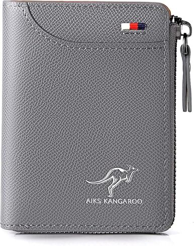 محفظة محفظة من الرجال المحفظة (RFID محمية) ، محفظة Aiks Kangaroo ، رجال RFID حظر الجلود المحفظة بطاقة ائتمان بطاقة zipper محفظة مقاومة للماء (براون الرجعية) in Kuwait
