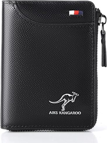 محفظة محفظة من الرجال المحفظة (RFID محمية) ، محفظة Aiks Kangaroo ، رجال RFID حظر الجلود المحفظة بطاقة ائتمان بطاقة zipper محفظة مقاومة للماء (براون الرجعية) in Kuwait