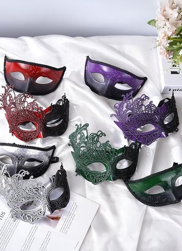 2 PCS أقنعة تنكر للزوجين - قناع الدانتيان البندقية العتيقة Mardi Gras eyemasks مجموعة للنساء رجل in Kuwait