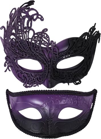 2 PCS أقنعة تنكر للزوجين - قناع الدانتيان البندقية العتيقة Mardi Gras eyemasks مجموعة للنساء رجل in Kuwait