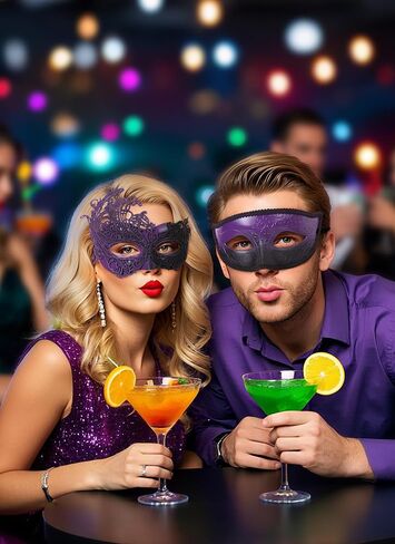 2 PCS أقنعة تنكر للزوجين - قناع الدانتيان البندقية العتيقة Mardi Gras eyemasks مجموعة للنساء رجل in Kuwait