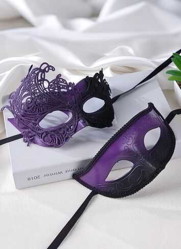 2 PCS أقنعة تنكر للزوجين - قناع الدانتيان البندقية العتيقة Mardi Gras eyemasks مجموعة للنساء رجل in Kuwait
