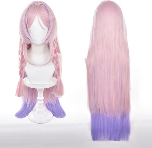 شخصية Cosplay شعر مستعار لشخصيات اللعبة الفاتحة الوردي الأرجواني مزيج طويل الباروكات أزياء الباروكات للجنسين أنيمي لعب عيد الميلاد هالوين حفلة عيد الميلاد in Kuwait
