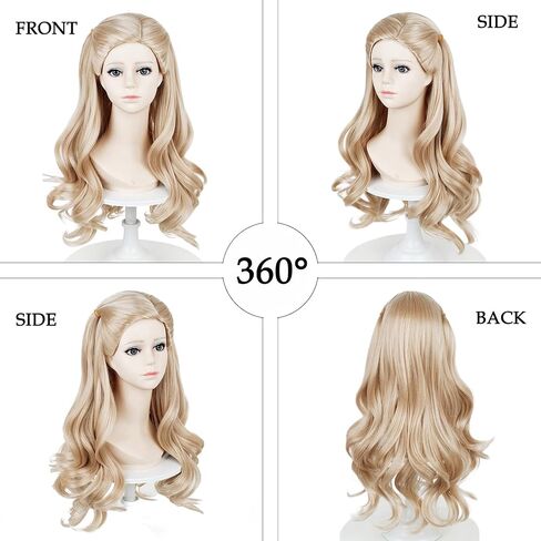 Probeauty Kids Long Blonde Wavy Wig, Girls Princess Curly Cosplay Hair Wigs for Child Halloween Costume Party Daily Use in Saudi Arabia