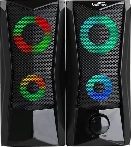 سماعات ألعاب الكمبيوتر beFree Sound 2.0 مع أضواء LED RGB، أسود in Kuwait