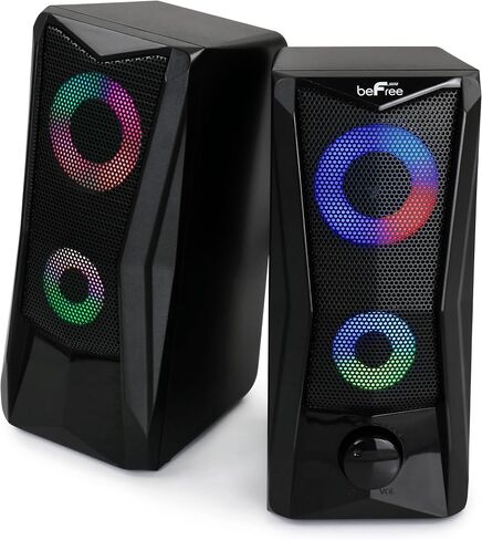 سماعات ألعاب الكمبيوتر beFree Sound 2.0 مع أضواء LED RGB، أسود in Kuwait