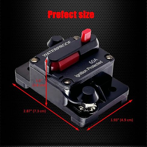 Ampper 50A Circuit Breaker, Panel Mount DC 12V-48V Waterproof Thermal Circuit Breaker Fuse with Manual Reset/On-Off for Boat Trolling Motor Auto Audio Solar and More in Saudi Arabia