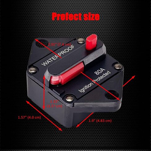 Ampper 50A Circuit Breaker, Panel Mount DC 12V-48V Waterproof Thermal Circuit Breaker Fuse with Manual Reset/On-Off for Boat Trolling Motor Auto Audio Solar and More in Saudi Arabia