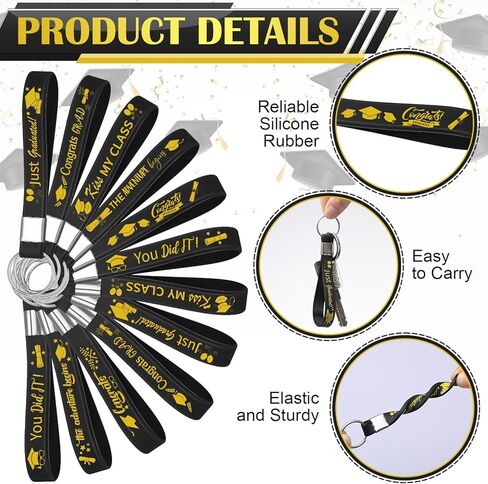 60 Pcs Class of 2025 Graduation Keychains Inspirational Silicone Keychain Bulk Graduation Gifts Motivational Rubber Key Rings for Teacher High School College Students Graduate in Kuwait