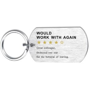 Alotozo Going Away Gifts for Colleagues Women Men – Would Work with Again 4-Star Rating Keychain – Leaving Farewell Key Chain Gift Ideas for Coworkers Work Friends - New Job Goodby Keyring