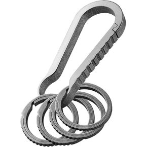 FEGVE Titanium Quick Release Key Chain Clip with 4 Key Ring, Heavy Duty Small Carabiner Keychain Clip for Men and Women