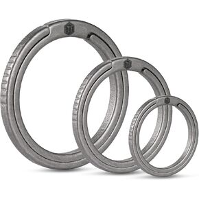 Keyunity Titanium Flat Key Rings ، 33/25/17.5mm Pushing Splish Ring for Key Carabiner Flashlipt Knife Dog Twal