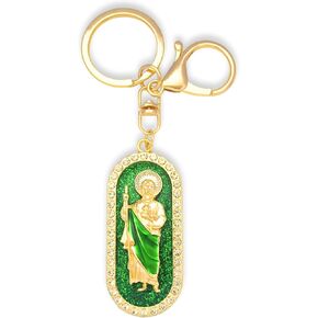San Judas Tadeo Keychain,Catholic Christian Gifts for Women Men,St Jude-Holy Medal for Impossible Causes & Family Protection