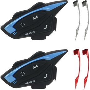 Retevis EZTalk 3A Motorcycle Helmet Intercom Headsets, 5.1 Wireless Helmet Intercom with CVC Noise Cancellation, Music Share, IP65 Waterproof, 1000m 2 Riders Helmet Communication System Headset 2 Pcs